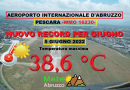 NUOVO RECORD DI CALDO IN ABRUZZO: raggiunti i 38,6°C all’Aeroporto di Pescara – Meteo Abruzzo